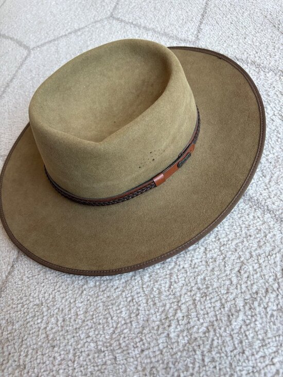 Akubra Imperial Quality Pure Fur Felt Outback Hat Tan Brown Size 56 Australia main image 9